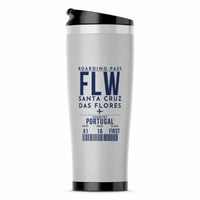 Thumbnail for Flores Airport (FLW) Travel Mugs - Boarding Pass - Stainless Steel (No Holder) - Light Gray