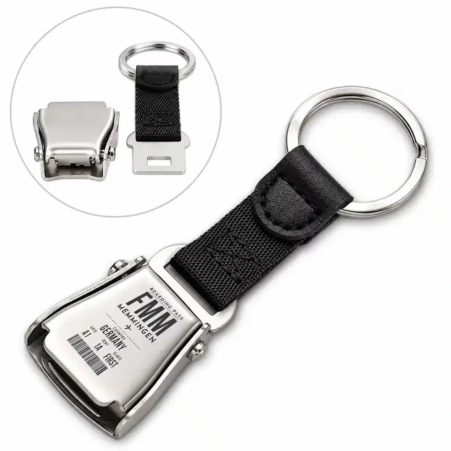FMM - Seat Belt Key Chain - Boarding Pass Style - Black