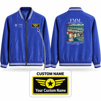 Thumbnail for Memmingen Airport (FMM) Stylish Jackets - Baseball Collar - Poster + Name - Royal Blue