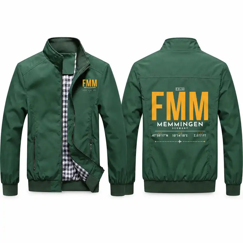 Memmingen Airport (FMM) Stylish Jackets - Stand Collar - Tag - Green