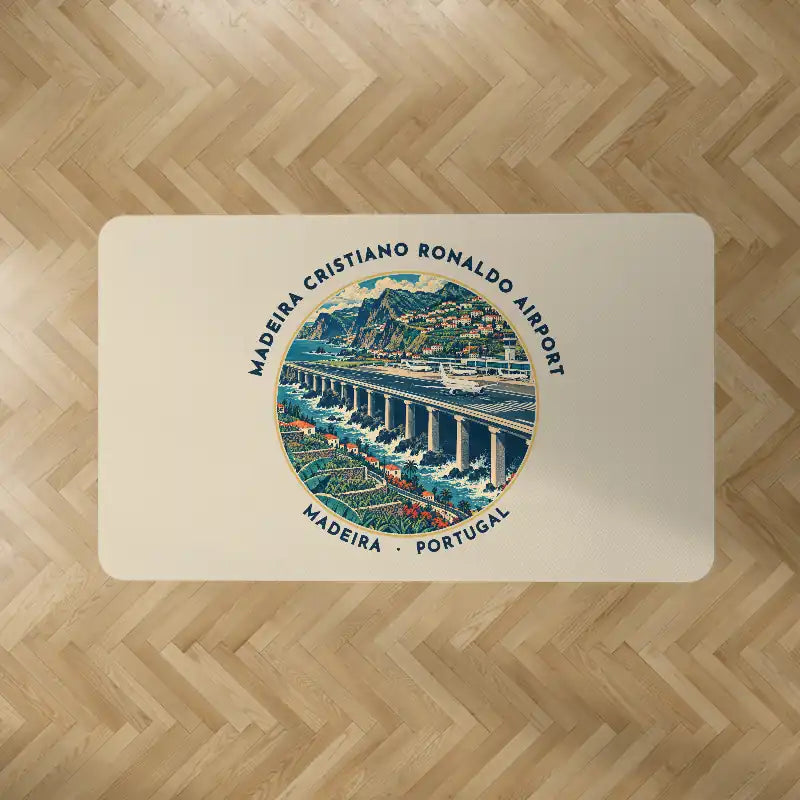 Madeira Cristiano Ronaldo Airport (FNC) Carpets - Carpet Rectangle - Badge - Beige V2