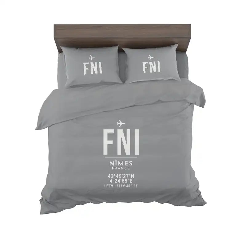 Nîmes-Alès-Camargue-Cévennes Airport (FNI) Bedding Sets & Blankets - Bedding Set - ID Tag - Gray