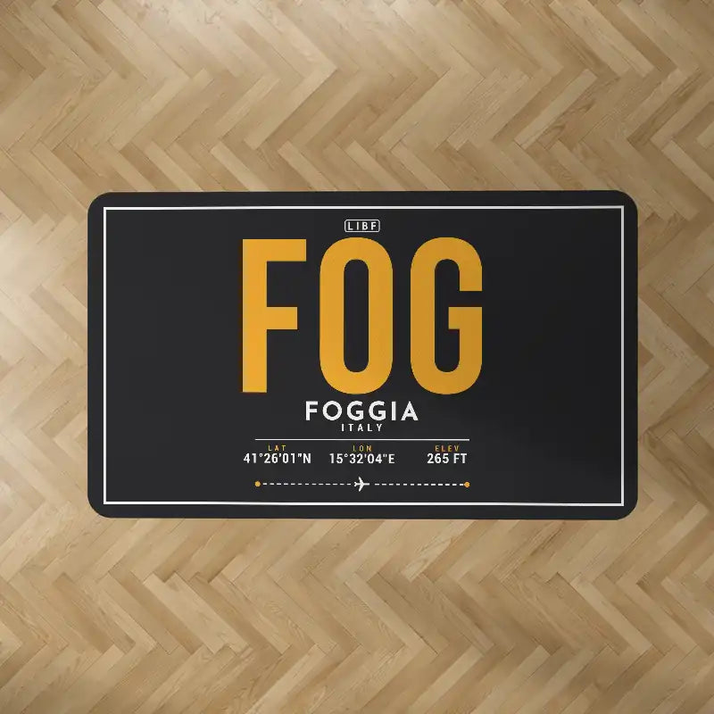 Foggia 'Gino Lisa' Airport (FOG) Carpets - Carpet Rectangle - ID Tag - Black V2