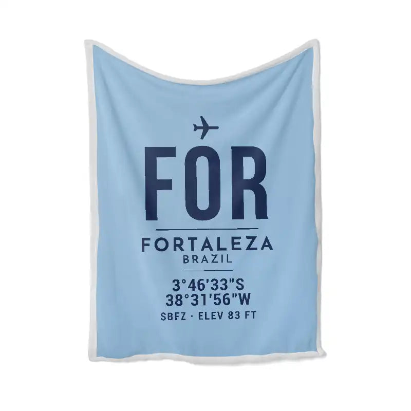 Fortaleza - Pinto Martins International Airport (FOR) Bedding Sets & Blankets - Blanket - ID Tag - Light Blue