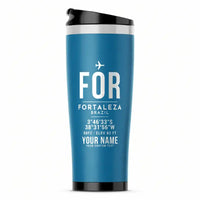 Thumbnail for Fortaleza - Pinto Martins International Airport (FOR) Travel Mugs - ID Tag + Name - Stainless Steel (No Holder) - Light Blue