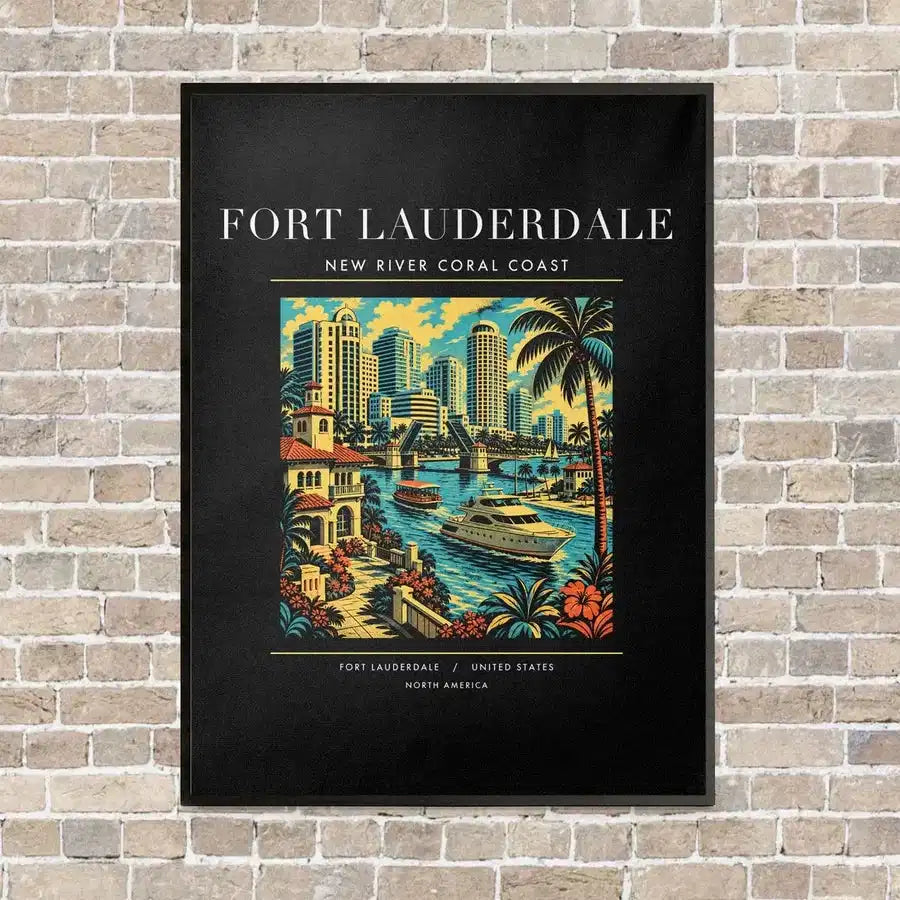 FORT LAUDERDALE - Poster - Canvas Framed - Black