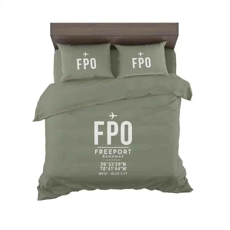 Freeport Grand Bahama International Airport (FPO) Bedding Sets & Blankets - Bedding Set - ID Tag - Green Army