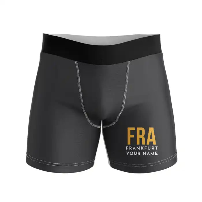 Frankfurt Airport (FRA) Men Boxers - Code + Name - Black