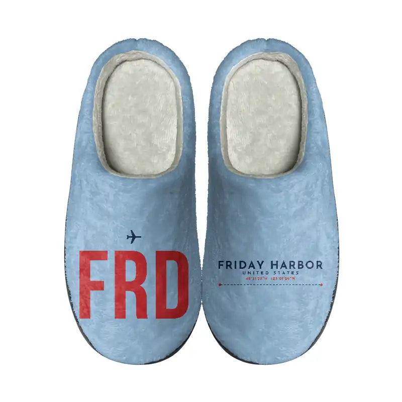 Friday Harbor Airport (FRD) Slippers & Flip Flops - Slippers - Cotton - Code - Different - Light Blue
