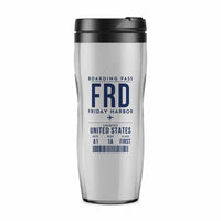 Thumbnail for Friday Harbor Airport (FRD) Travel Mugs - Boarding Pass - Plastic (No Holder) - Light Gray