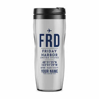 Thumbnail for Friday Harbor Airport (FRD) Travel Mugs - ID Tag + Name - Plastic (No Holder) - Light Gray