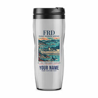 Thumbnail for Friday Harbor Airport (FRD) Travel Mugs - Poster + Name - Plastic (No Holder) - Light Gray