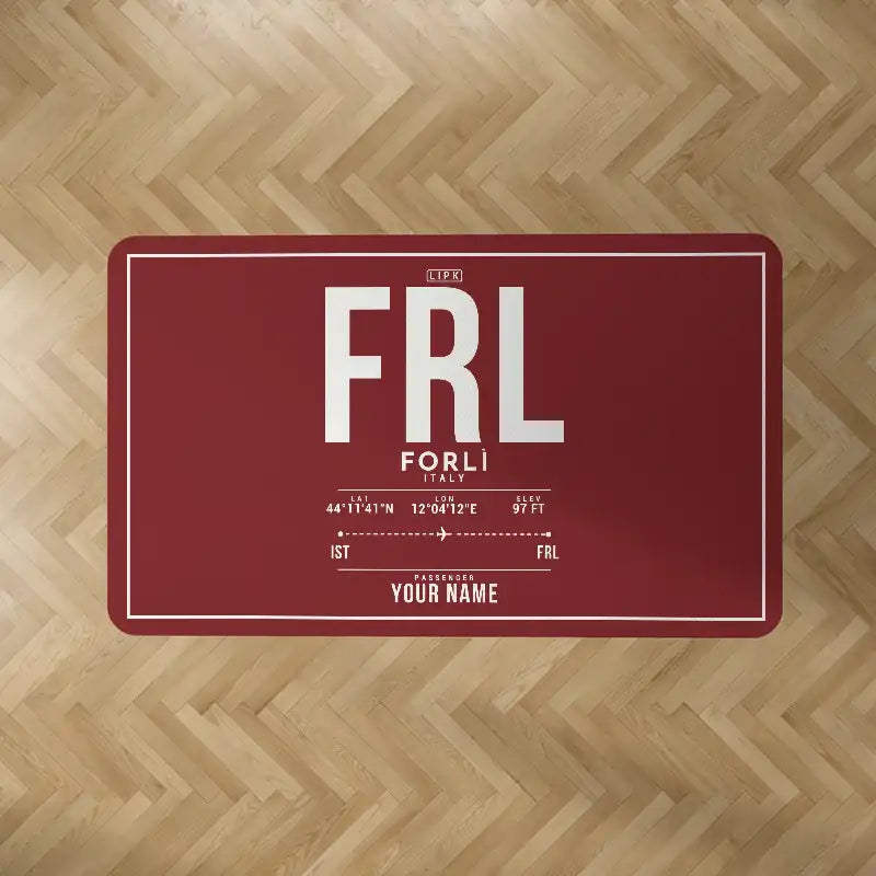 Forlì Airport (FRL) Carpets - Carpet Rectangle - ID Tag + Name - Dark Red V2