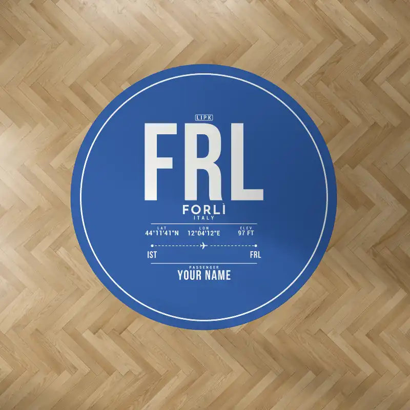 Forlì Airport (FRL) Carpets - Carpet Round - ID Tag + Name - Blue V2