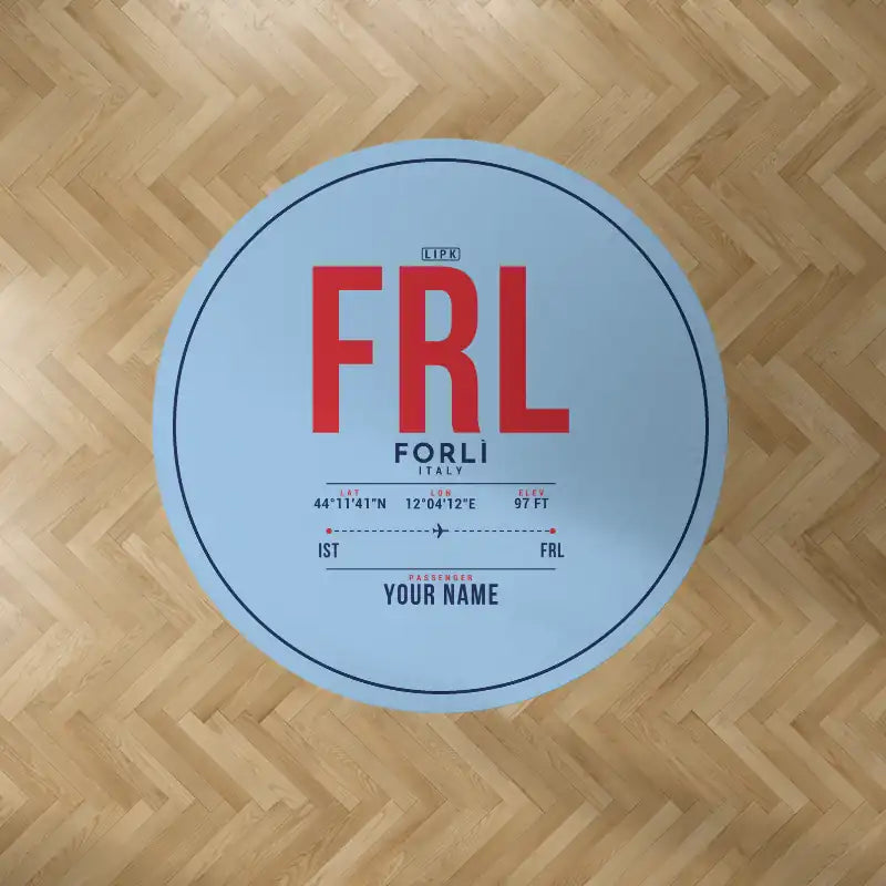 Forlì Airport (FRL) Carpets - Carpet Round - ID Tag + Name - Light Blue V2