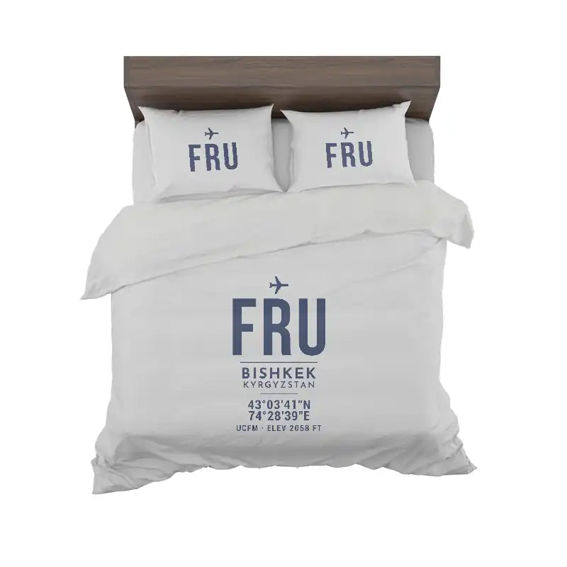 Manas International Airport (FRU) Bedding Sets & Blankets - Bedding Set - ID Tag - Light Gray