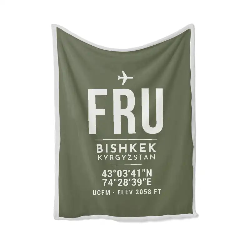 Manas International Airport (FRU) Bedding Sets & Blankets - Blanket - ID Tag - Green Army