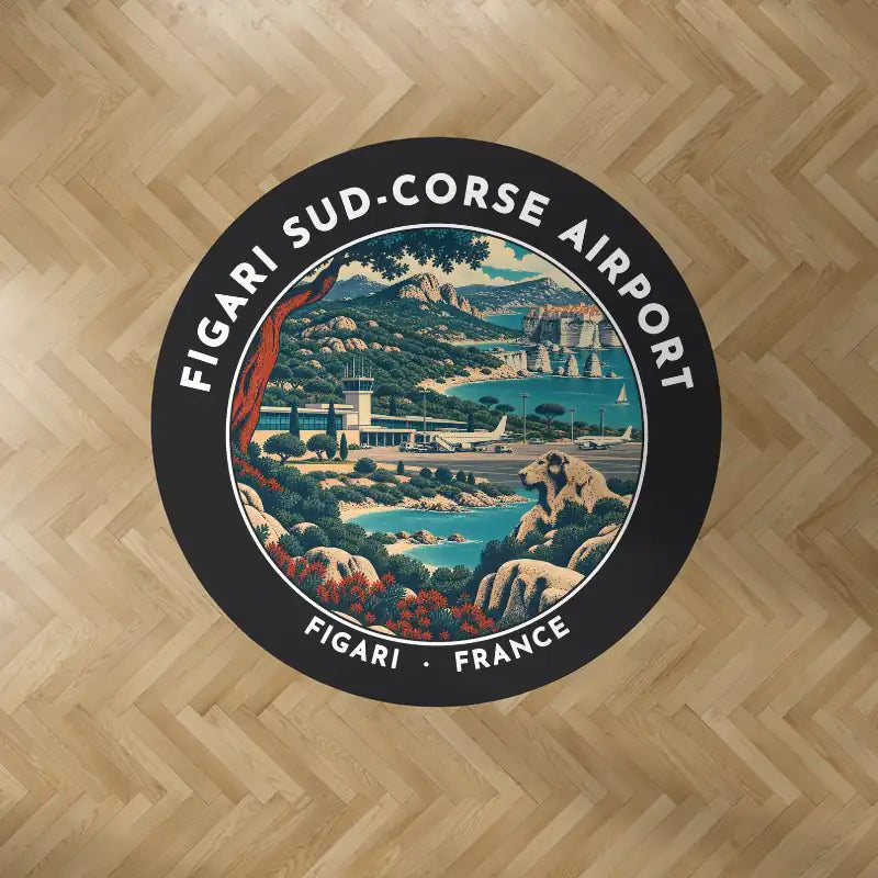 Figari Sud-Corse Airport (FSC) Carpets - Carpet Round - Badge - Black V2