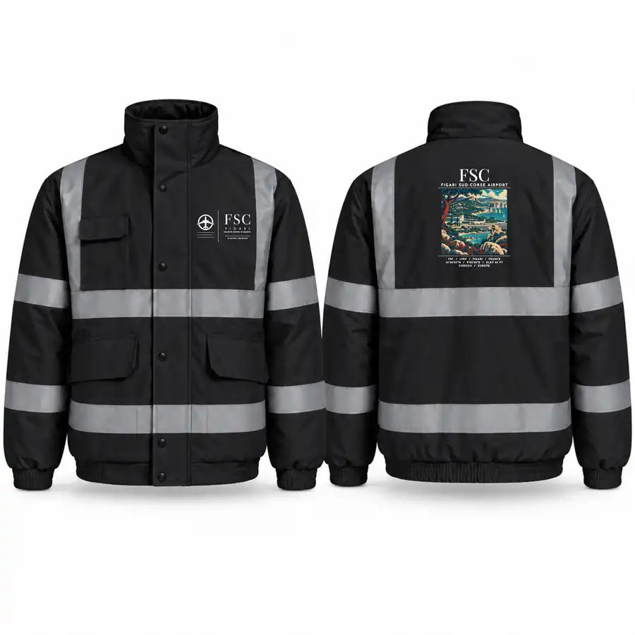 Figari Sud-Corse Airport (FSC) Reflective Winter Jackets - Poster - Black
