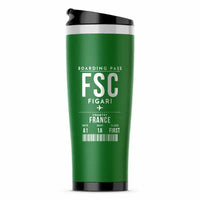 Thumbnail for Figari Sud-Corse Airport (FSC) Travel Mugs - Boarding Pass - Stainless Steel (No Holder) - Green