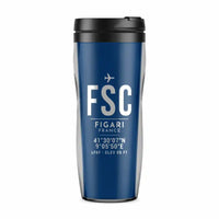 Thumbnail for Figari Sud-Corse Airport (FSC) Travel Mugs - ID Tag - Plastic (No Holder) - Blue