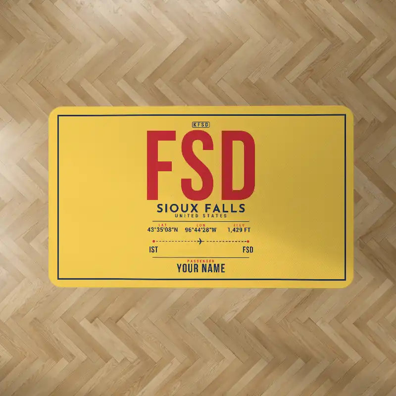 Sioux Falls Regional Airport (Joe Foss Field) (FSD) Carpets - Carpet Rectangle - ID Tag + Name - Yellow V2