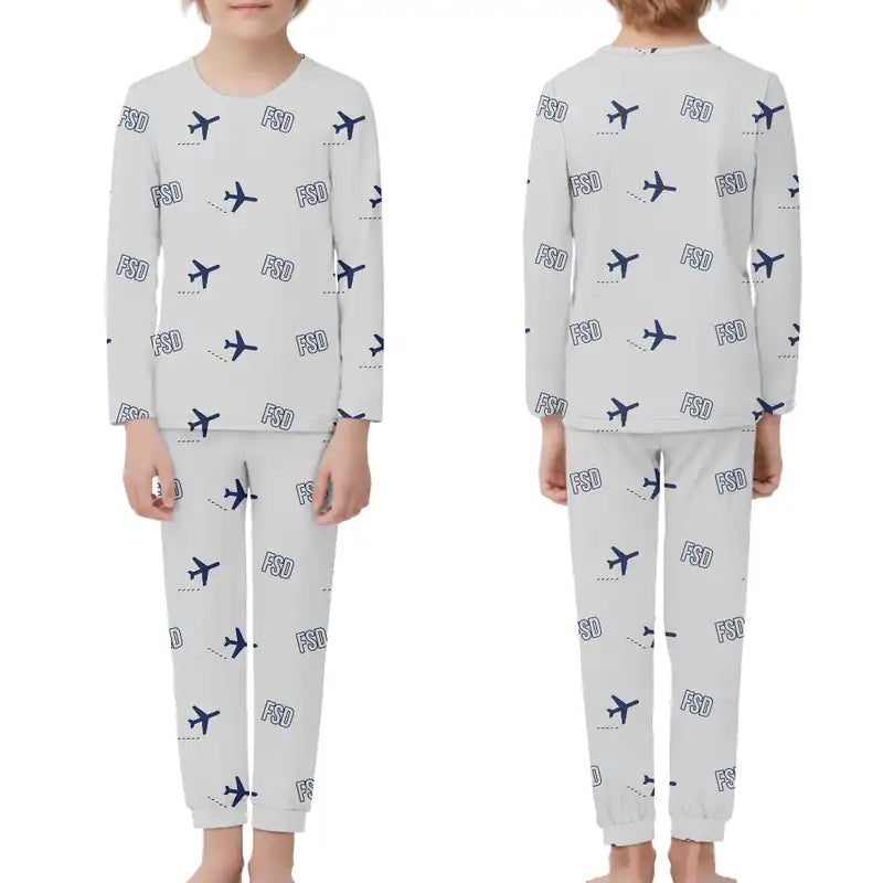 Sioux Falls Regional Airport (Joe Foss Field) (FSD) Pajamas - Children Pajamas - Light Gray
