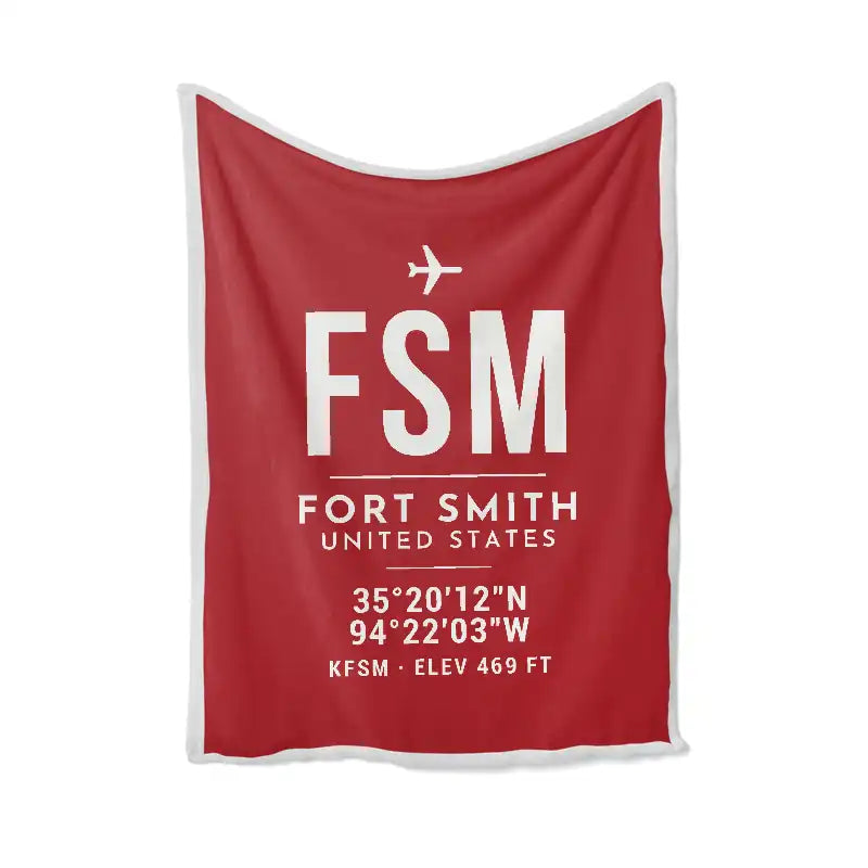 Fort Smith Regional Airport (FSM) Bedding Sets & Blankets - Blanket - ID Tag - Red