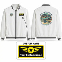 Thumbnail for Fort Smith Regional Airport (FSM) Stylish Jackets - Baseball Collar - Badge + Name - White