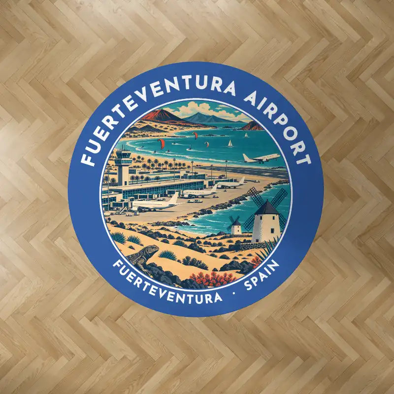 Fuerteventura Airport (FUE) Carpets - Carpet Round - Badge - Blue V2