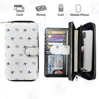 Thumbnail for Fuerteventura Airport (FUE) Leather Wallets - Zip Long Wallet - Pattern - White