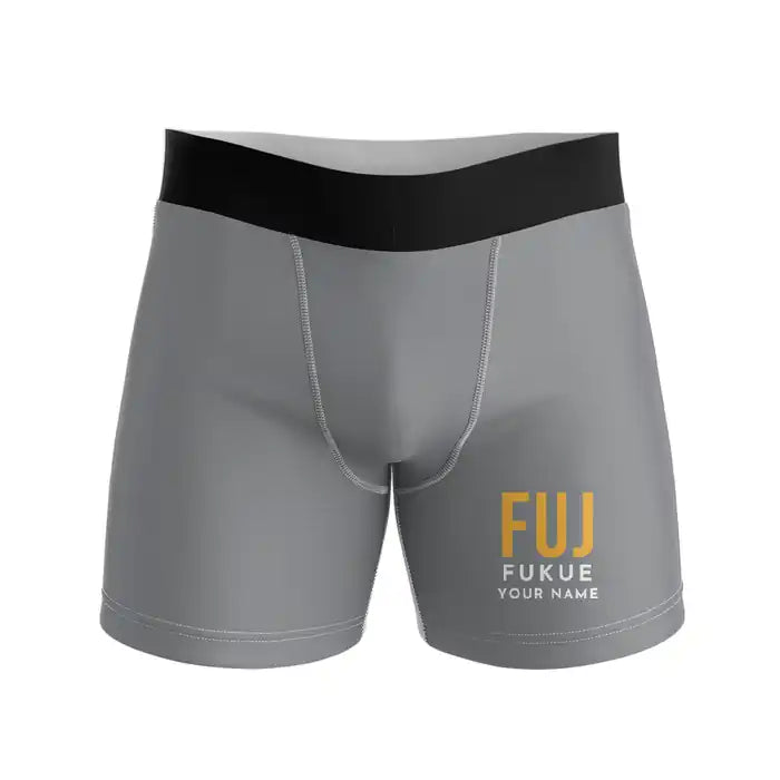 Fukue Airport (FUJ) Men Boxers - Code + Name - Gray