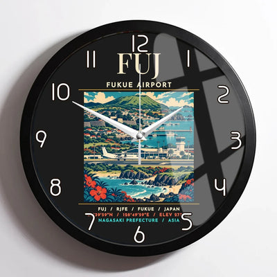 FUJ - Poster - Wall Clock Framed - Black