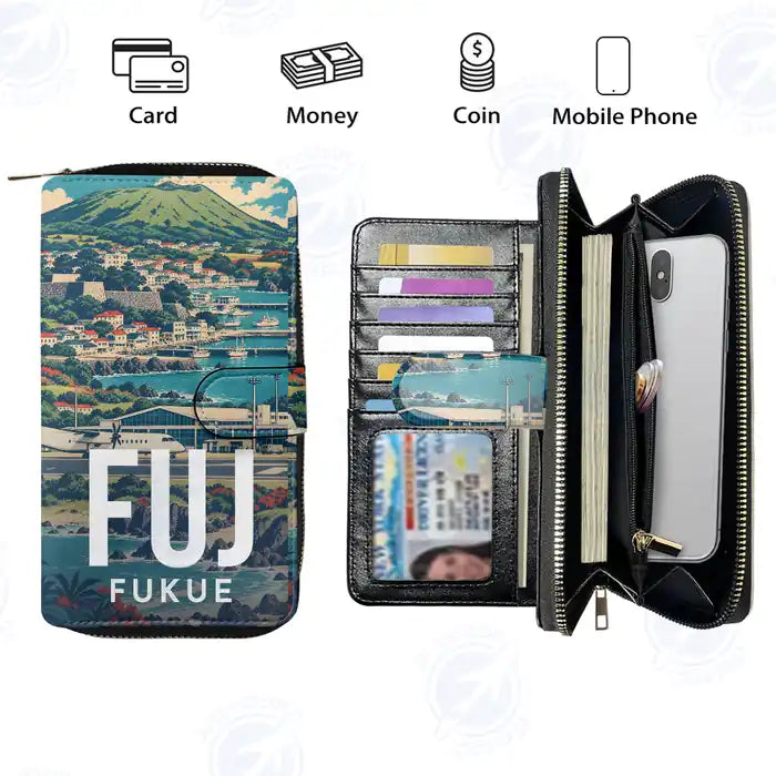 Fukue Airport (FUJ) Leather Wallets - Zip Long Wallet - Scene