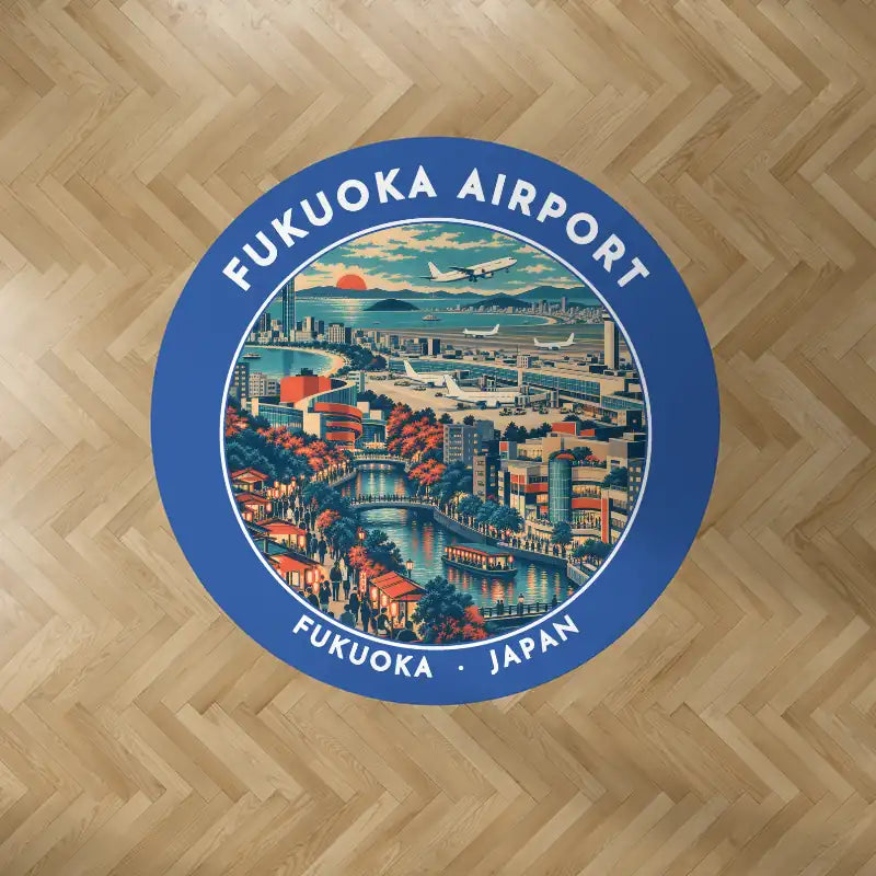 Fukuoka Airport (FUK) Carpets - Carpet Round - Badge - Blue V2