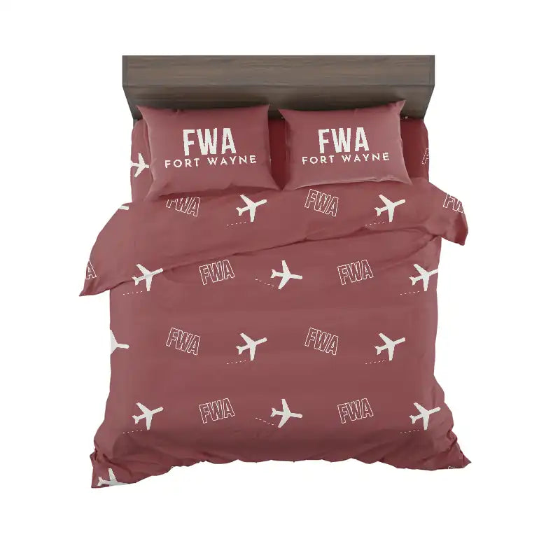 Fort Wayne International Airport (FWA) Bedding Sets & Blankets - Bedding Set - Pattern - Dark Red