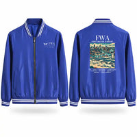 Thumbnail for Fort Wayne International Airport (FWA) Stylish Jackets - Baseball Collar - Poster - Royal Blue