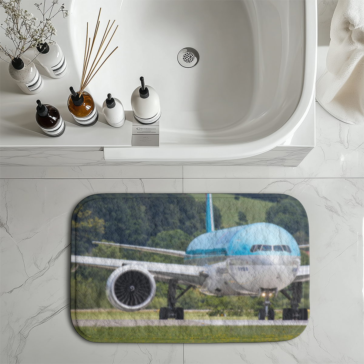 Face to Face with Korean Airlines Boeing 777 Designed Bath Mats