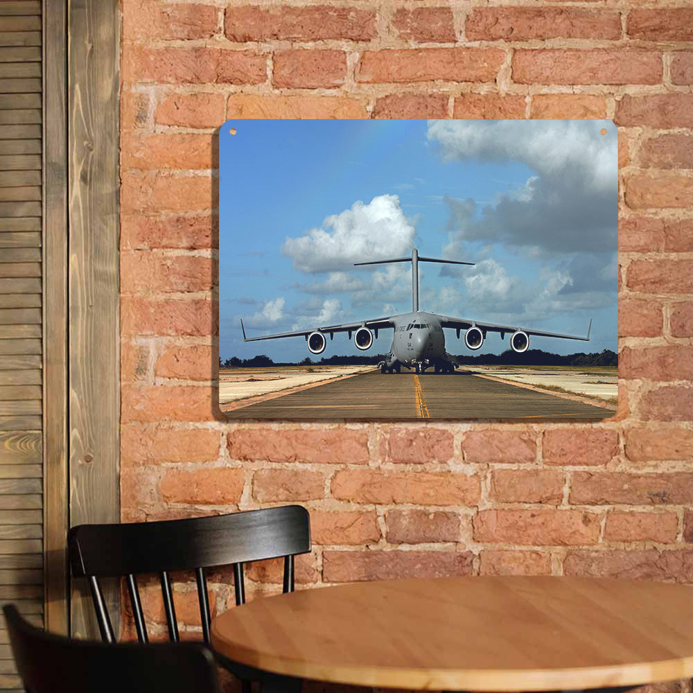 Face to Face with Military Cargo Airplane Printed Metal Sign