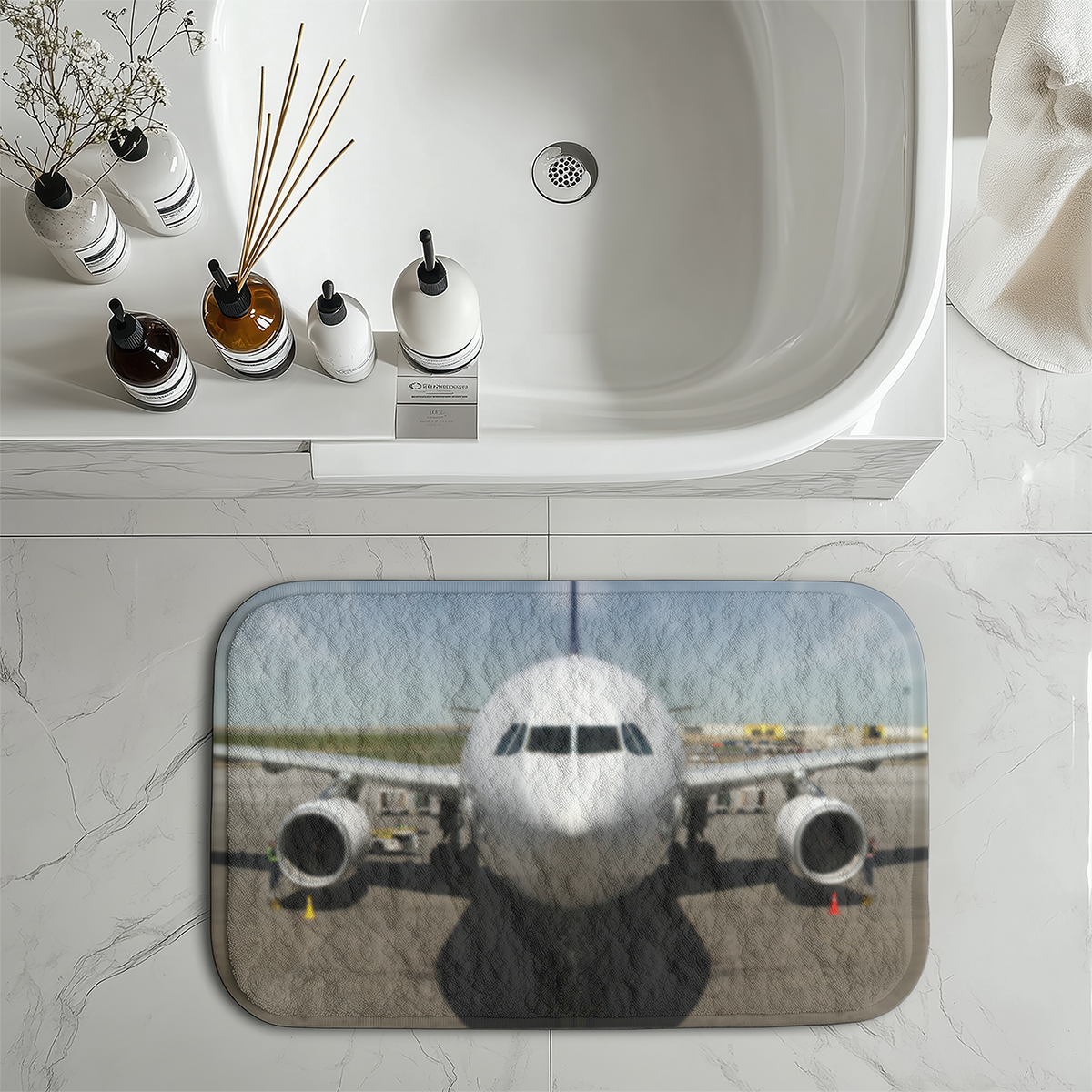 Face to Face with an Huge Airbus Designed Bath Mats