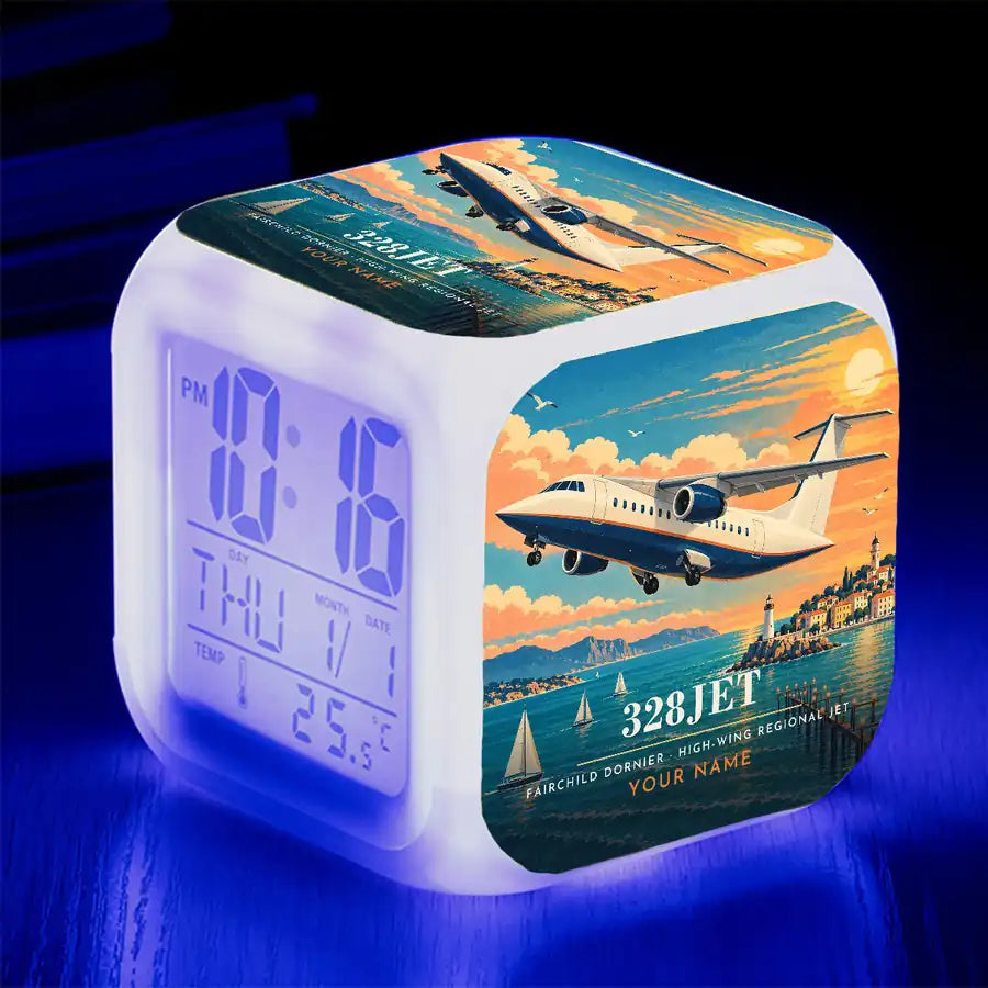 Fairchild Dornier 328JET - 3D + Name - Alarm Clock