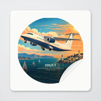 Thumbnail for Fairchild Dornier 328JET - 3D + Name - Circle Sticker - Peel
