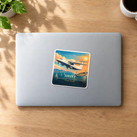 Thumbnail for Fairchild Dornier 328JET - 3D + Name - Square Sticker - MacBook