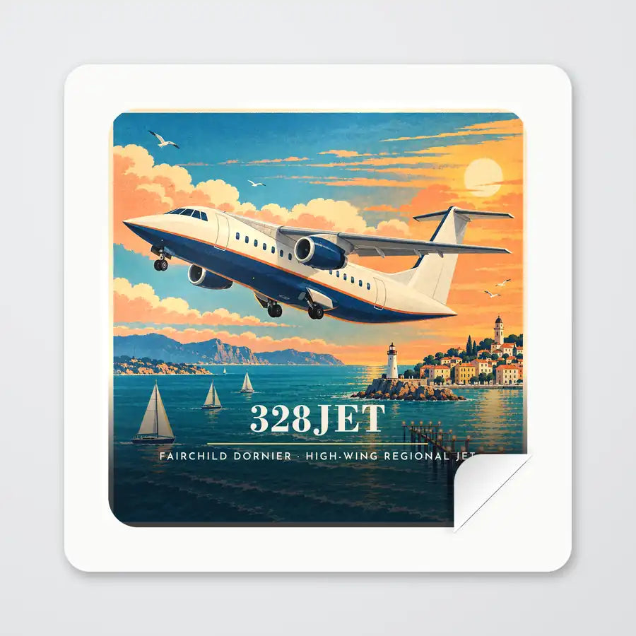 Fairchild Dornier 328JET - 3D - Square Sticker - Peel
