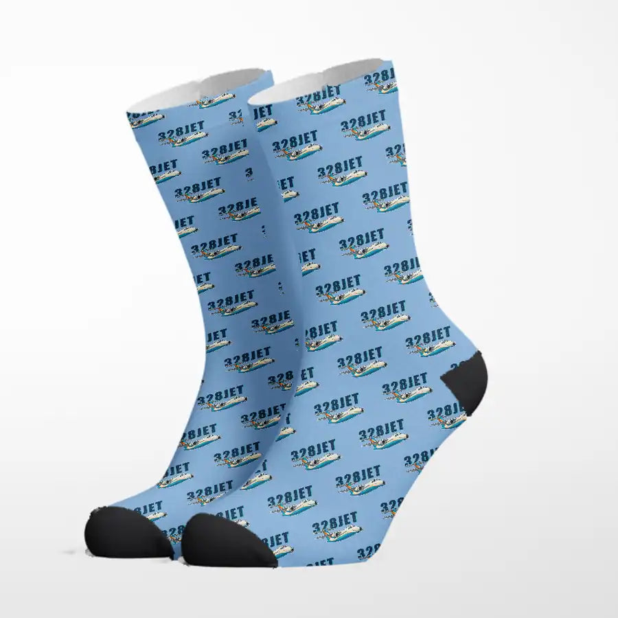 Fairchild Dornier 328JET - Cartoon - Socks - Sky Blue