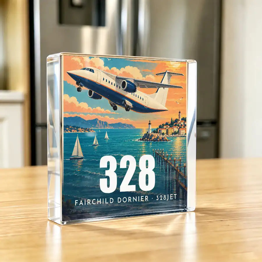 Fairchild Dornier 328JET - Crystal Ornament - 3D - Kitchen