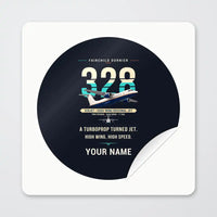 Thumbnail for Fairchild Dornier 328JET - Original + Name - Circle Sticker - Peel