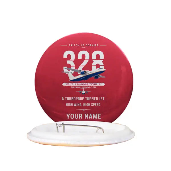 Fairchild Dornier 328JET - Original + Name - Pin - Red