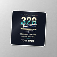 Thumbnail for Fairchild Dornier 328JET - Original + Name - Square Sticker - Close-up