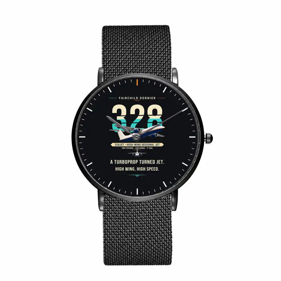 Fairchild Dornier 328JET - Original - Slim Mesh - Black and Stainless Steel Strap